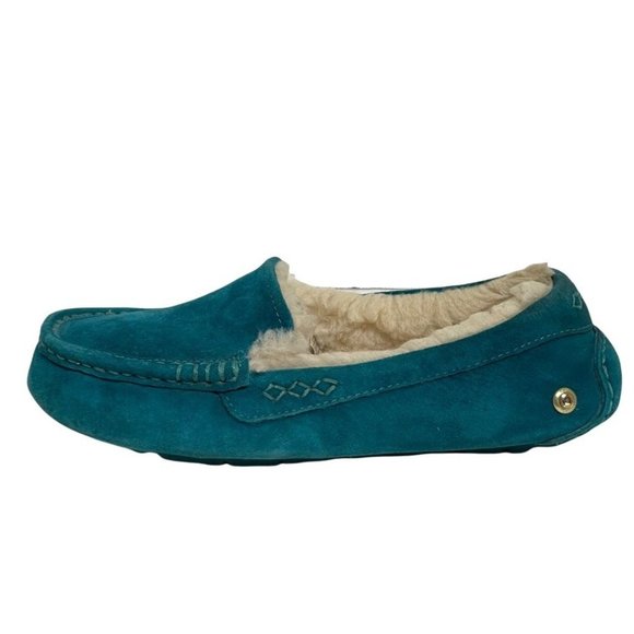 UGG Shoes - UGG Ansley Womens Moccasin  Slippers Teal Suede  Size 6